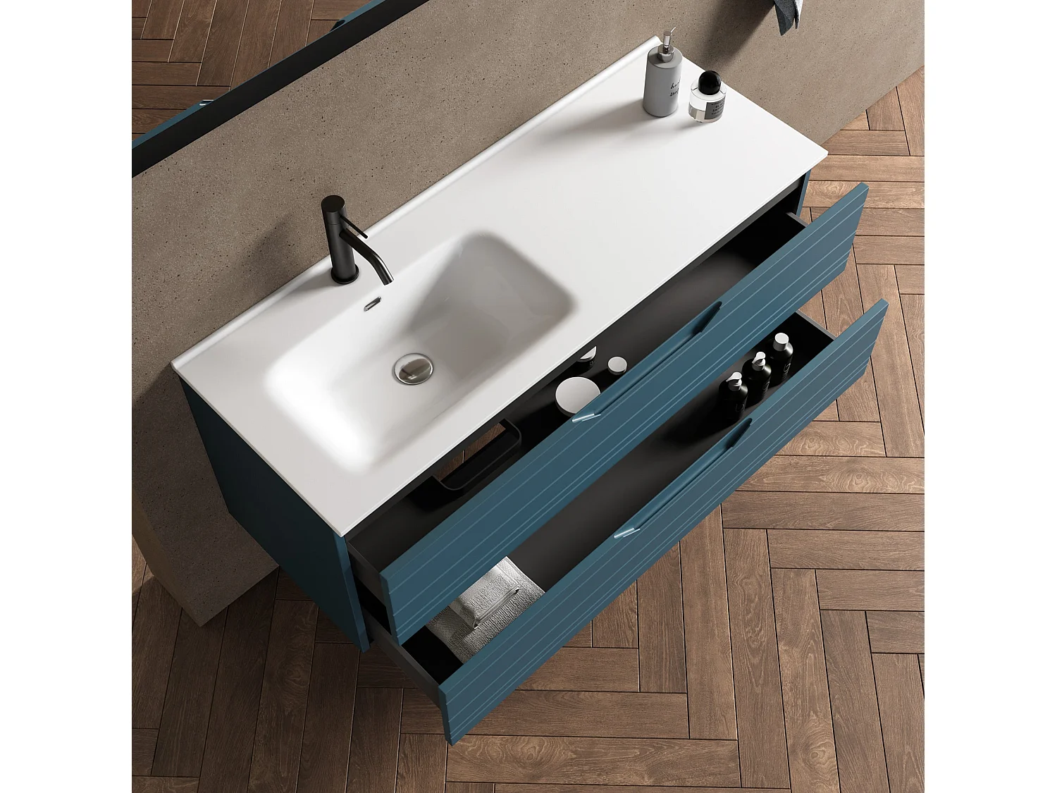 Composition vasque gauche 4 pièces SOLMIRA bleu