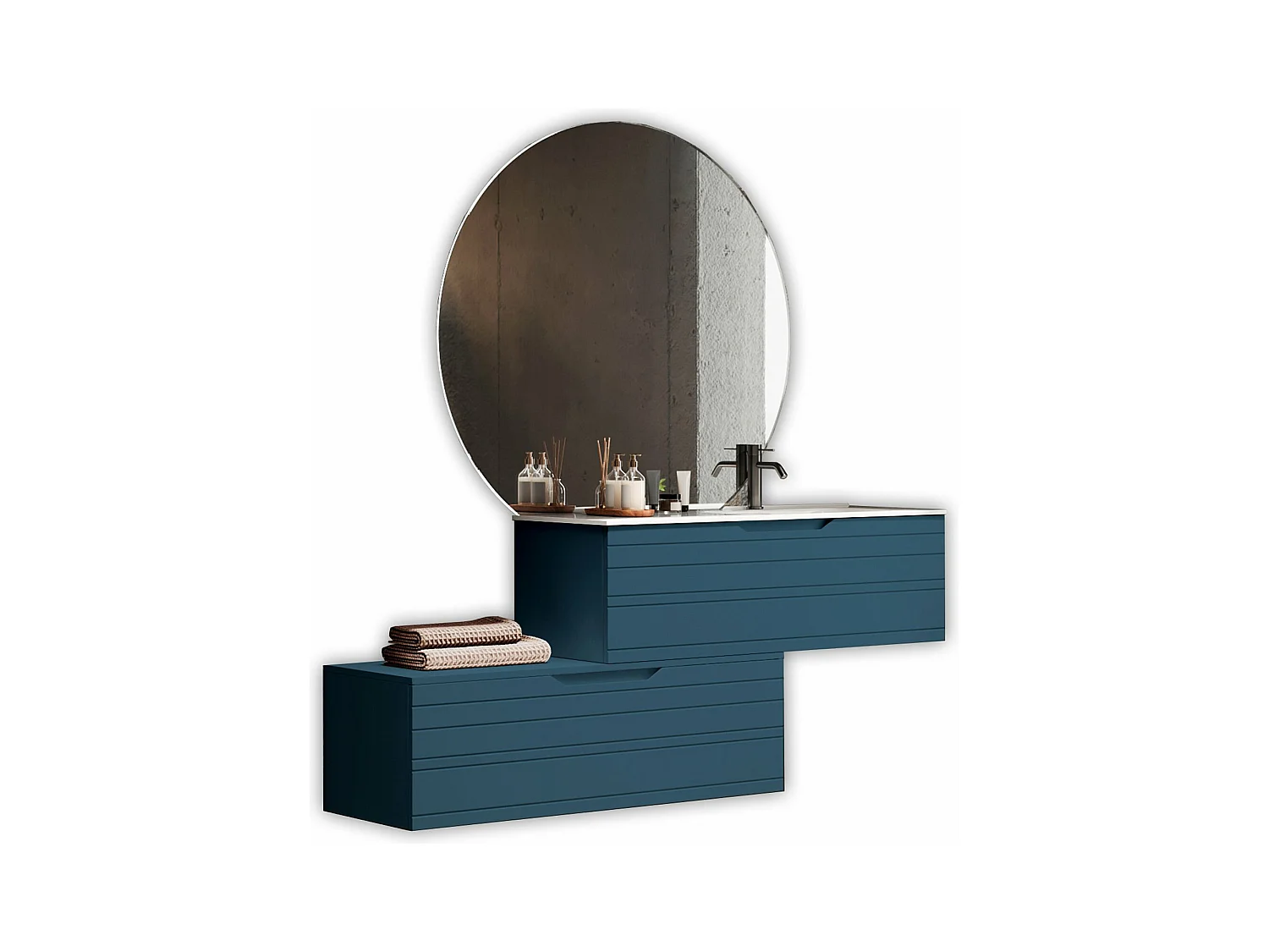 Composition vasque droite 4 pièces SOLMIRA bleu