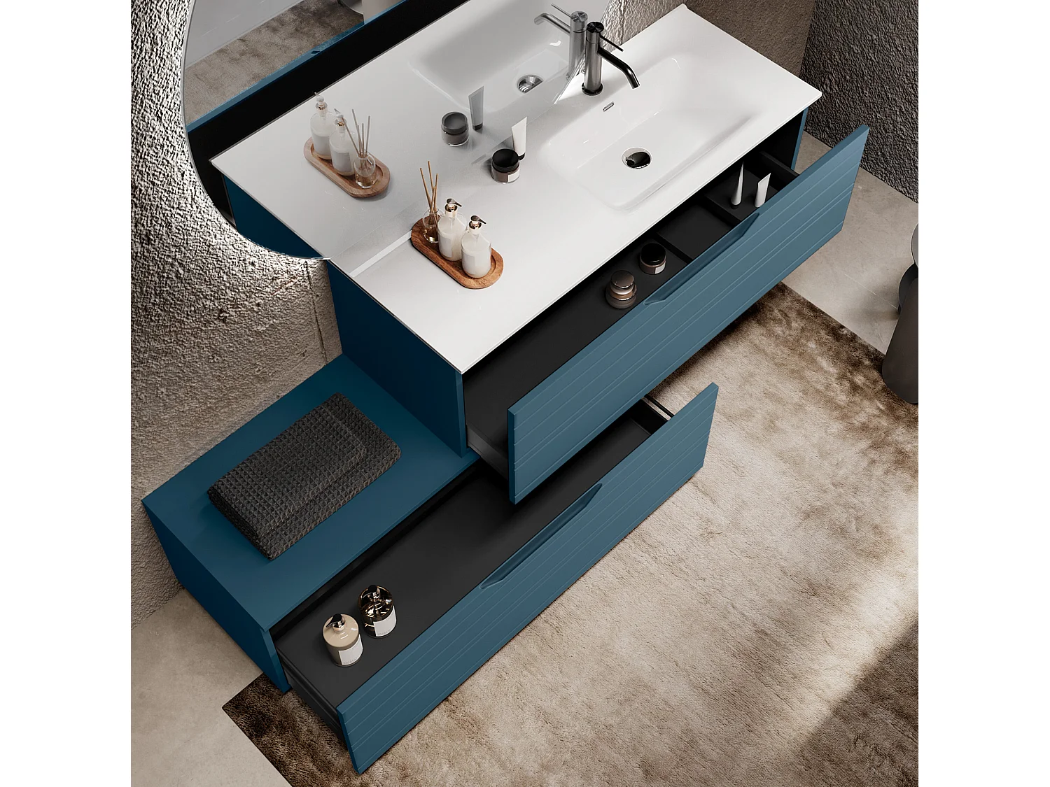 Komposition Badewanne rechts 4-teilig SOLMIRA blau