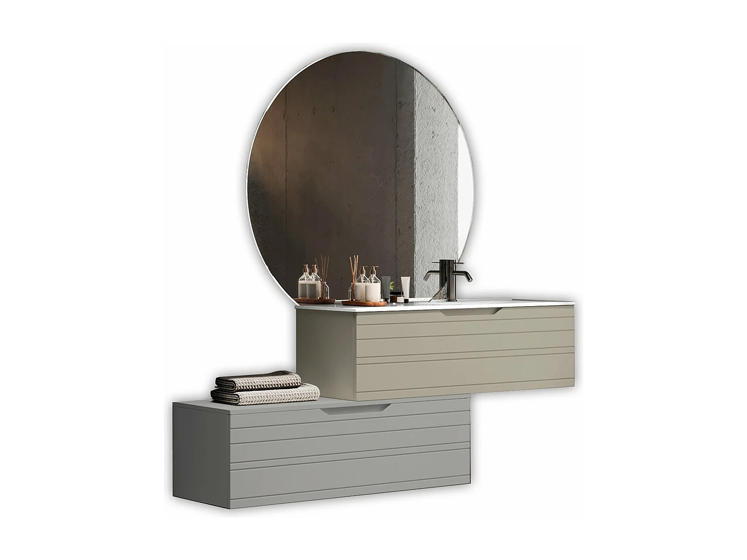 Komposition Badewanne rechts 4-teilig SOLMIRA taubengrau/grau