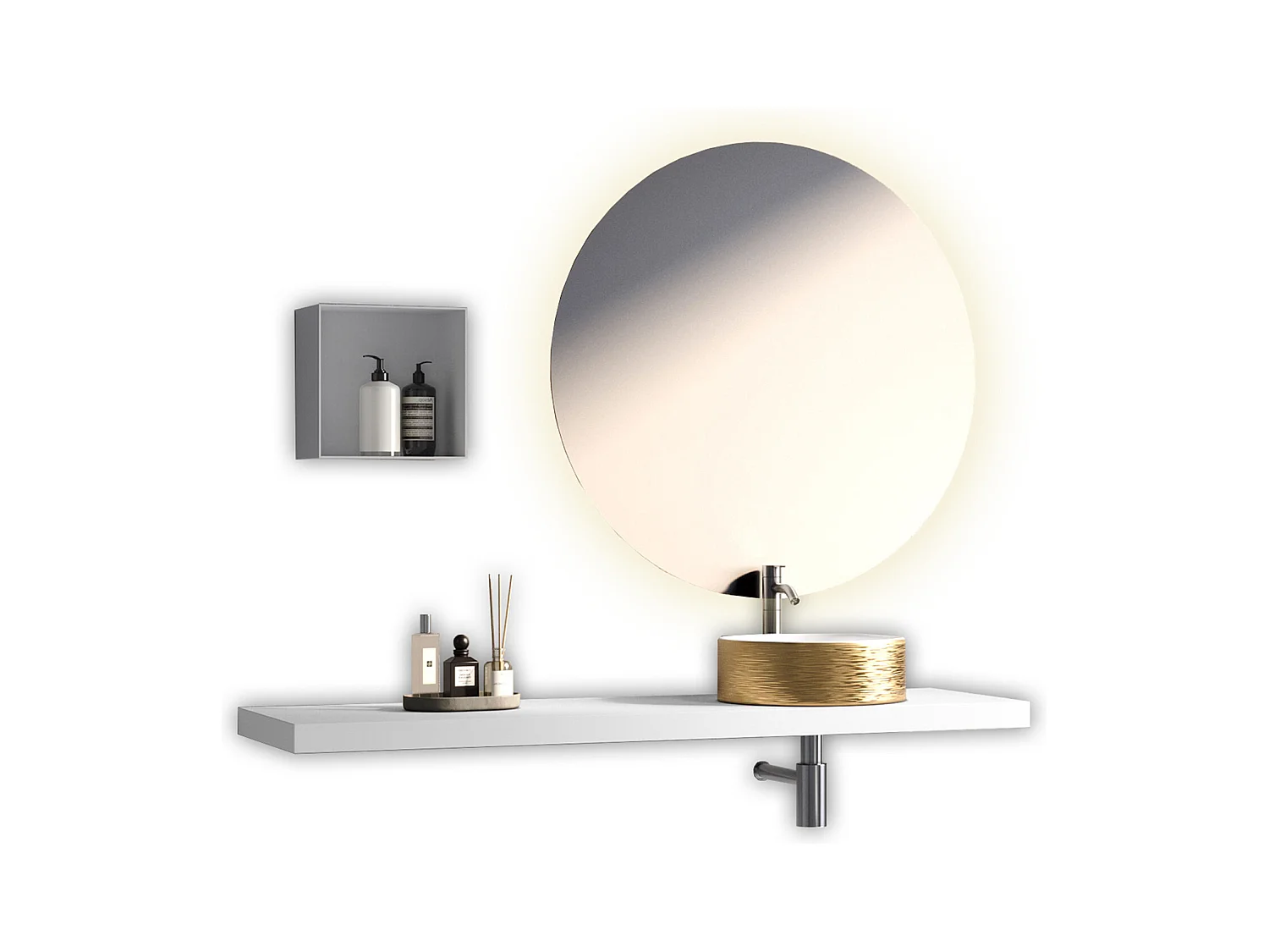 Composition 4 pièces SOLMIRA blanc/or