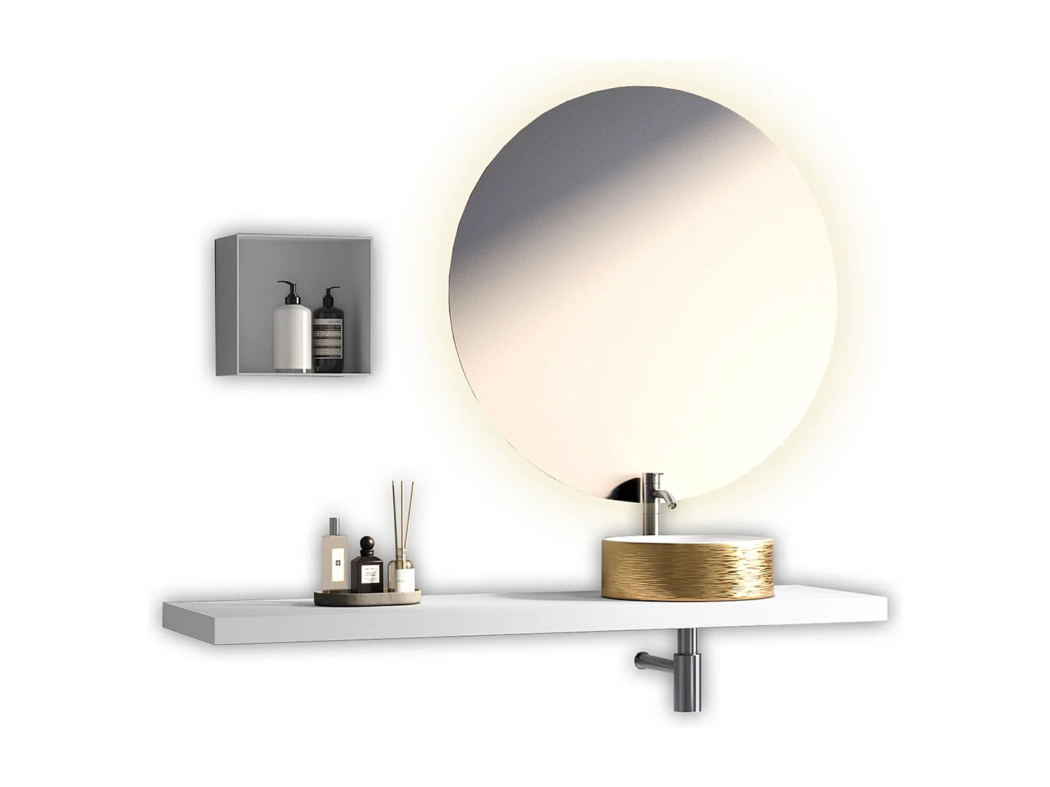 Composition 4 pièces SOLMIRA blanc/or