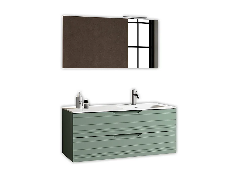 Composition vasque droite 4 pièces SOLMIRA vert sauge