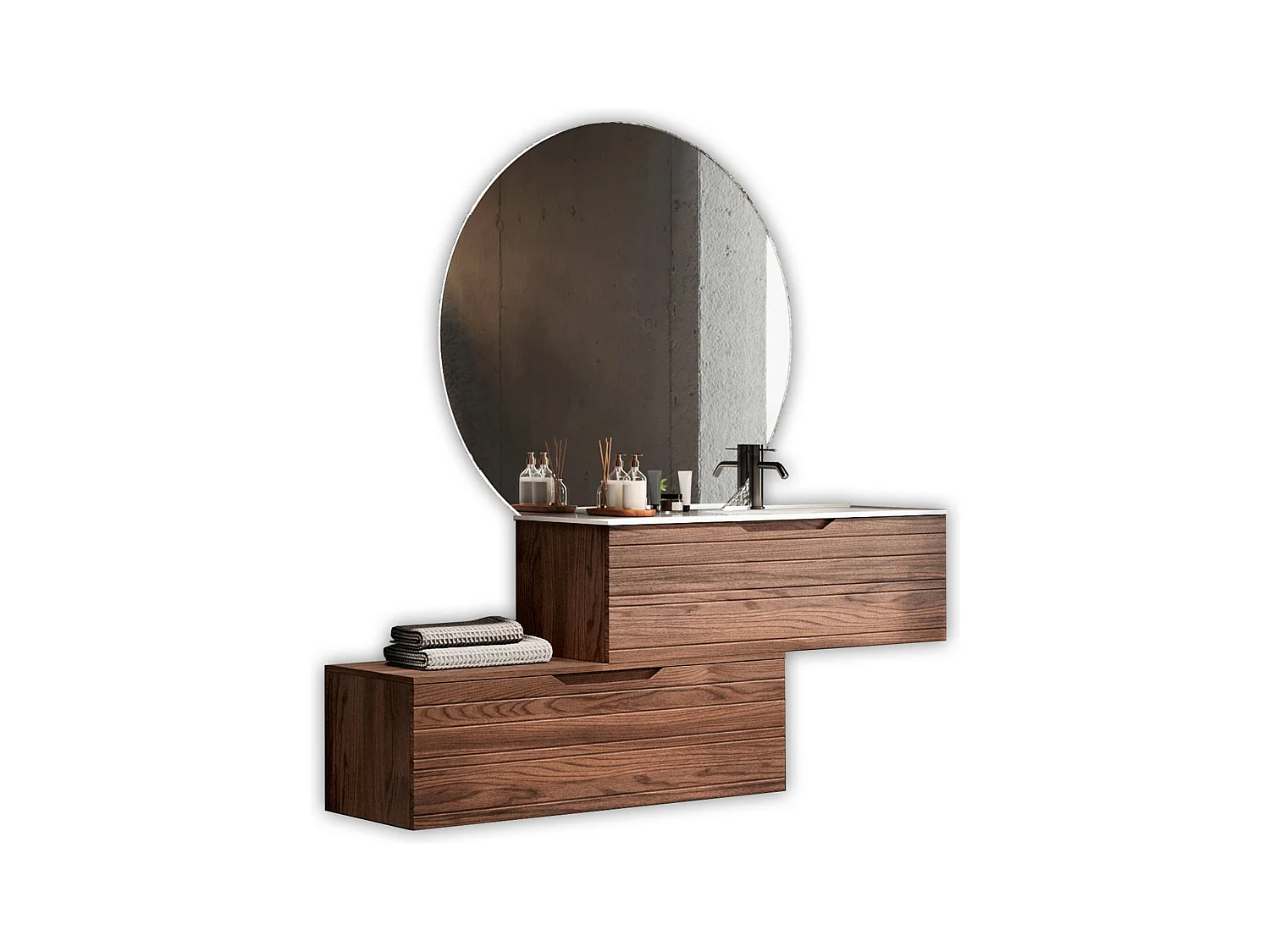 Composition vasque droite 4 pièces SOLMIRA chêne Rio