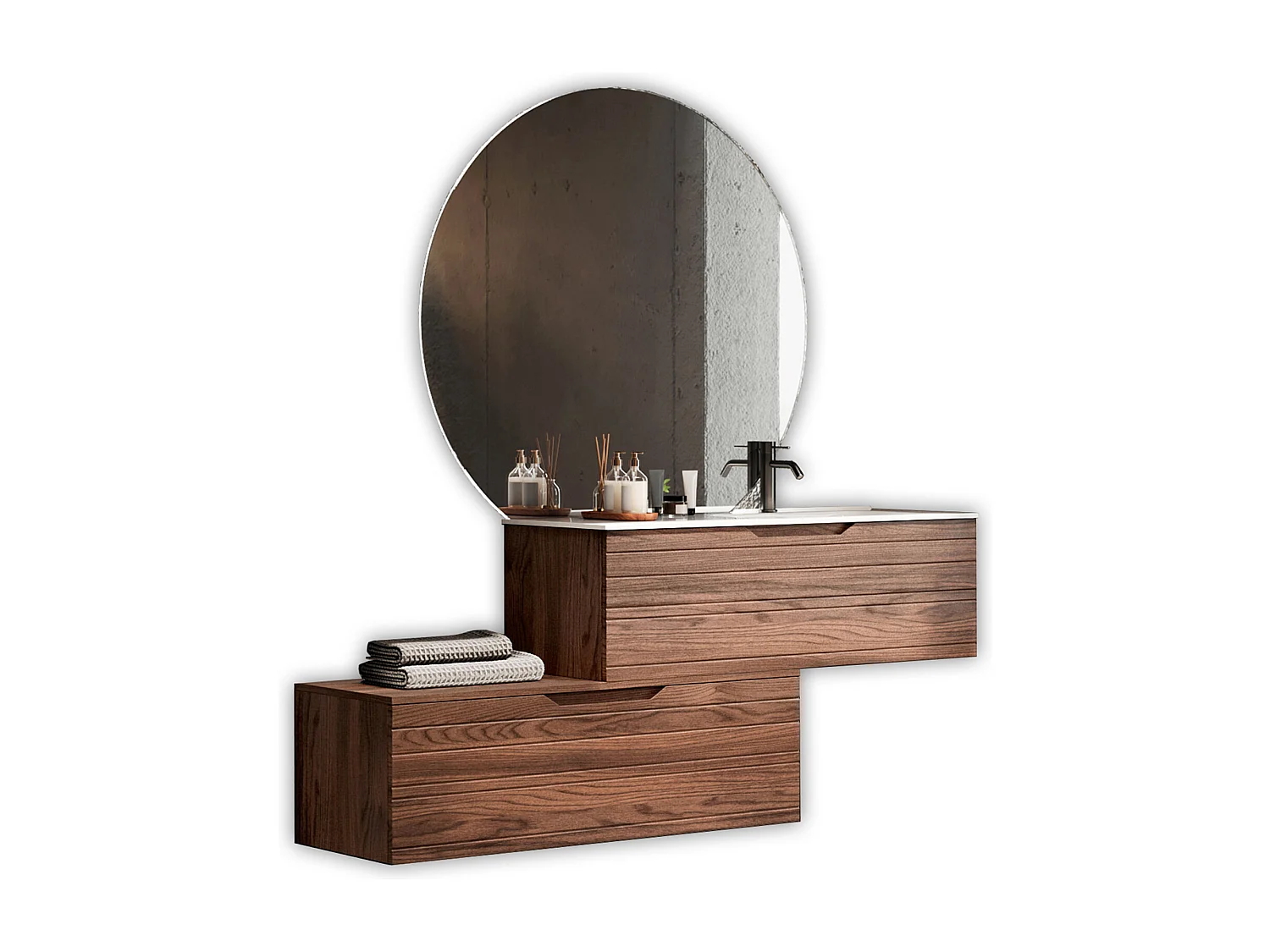 Komposition Badewanne rechts 4-teilig SOLMIRA Rio-Eiche