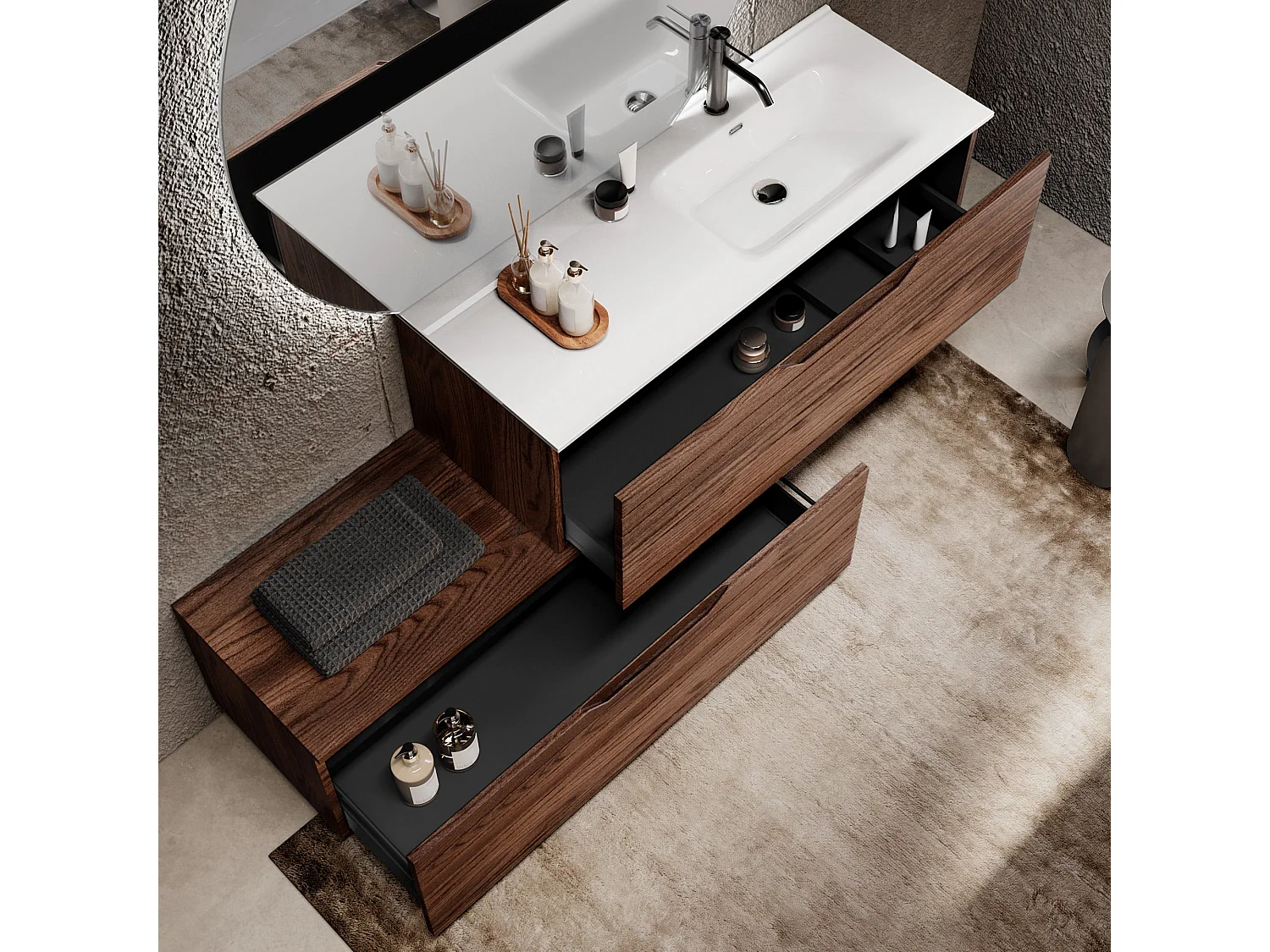 Komposition Badewanne rechts 4-teilig SOLMIRA Rio-Eiche