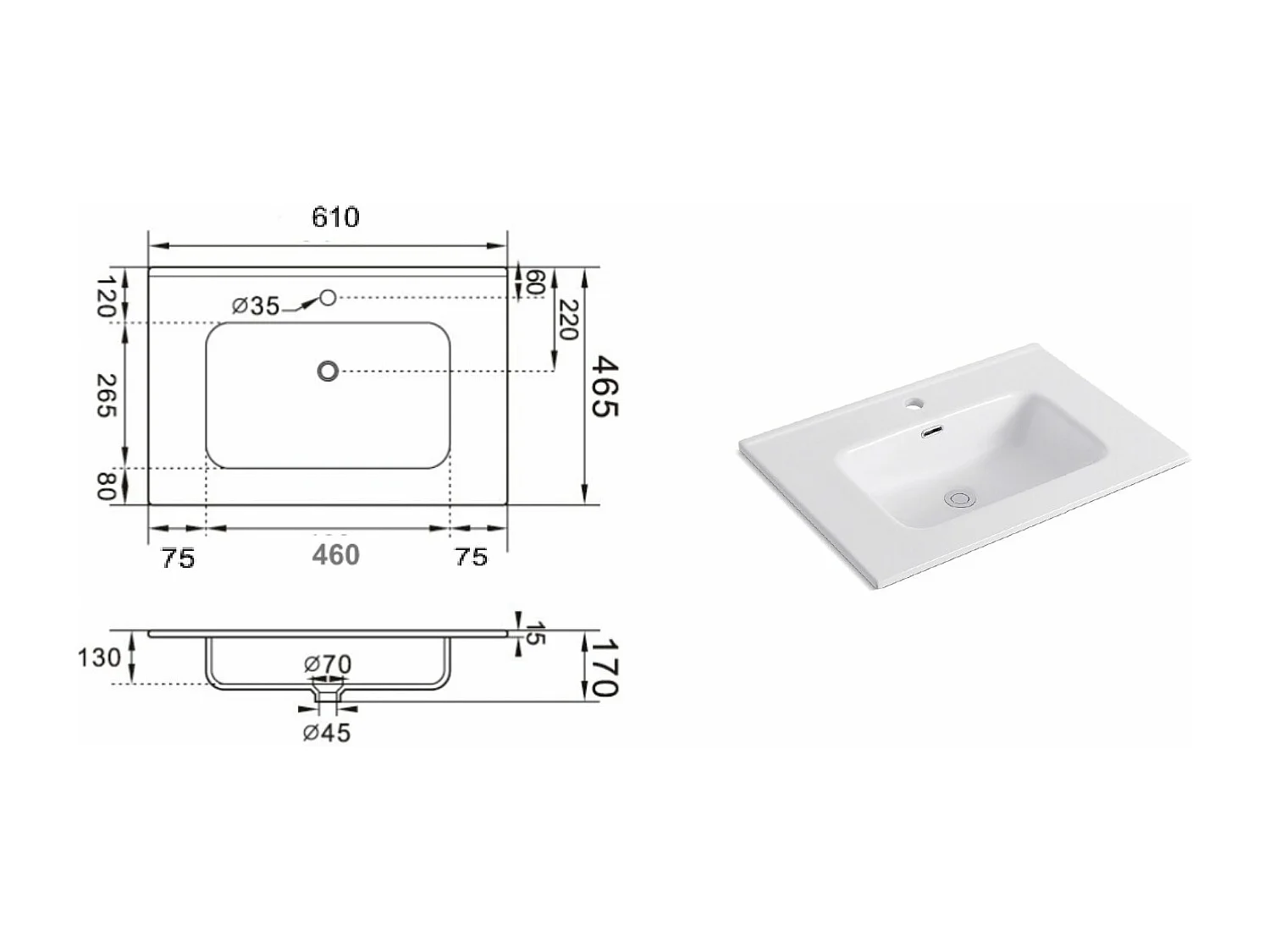 Composição 4 peças SOLMIRA Branco mate