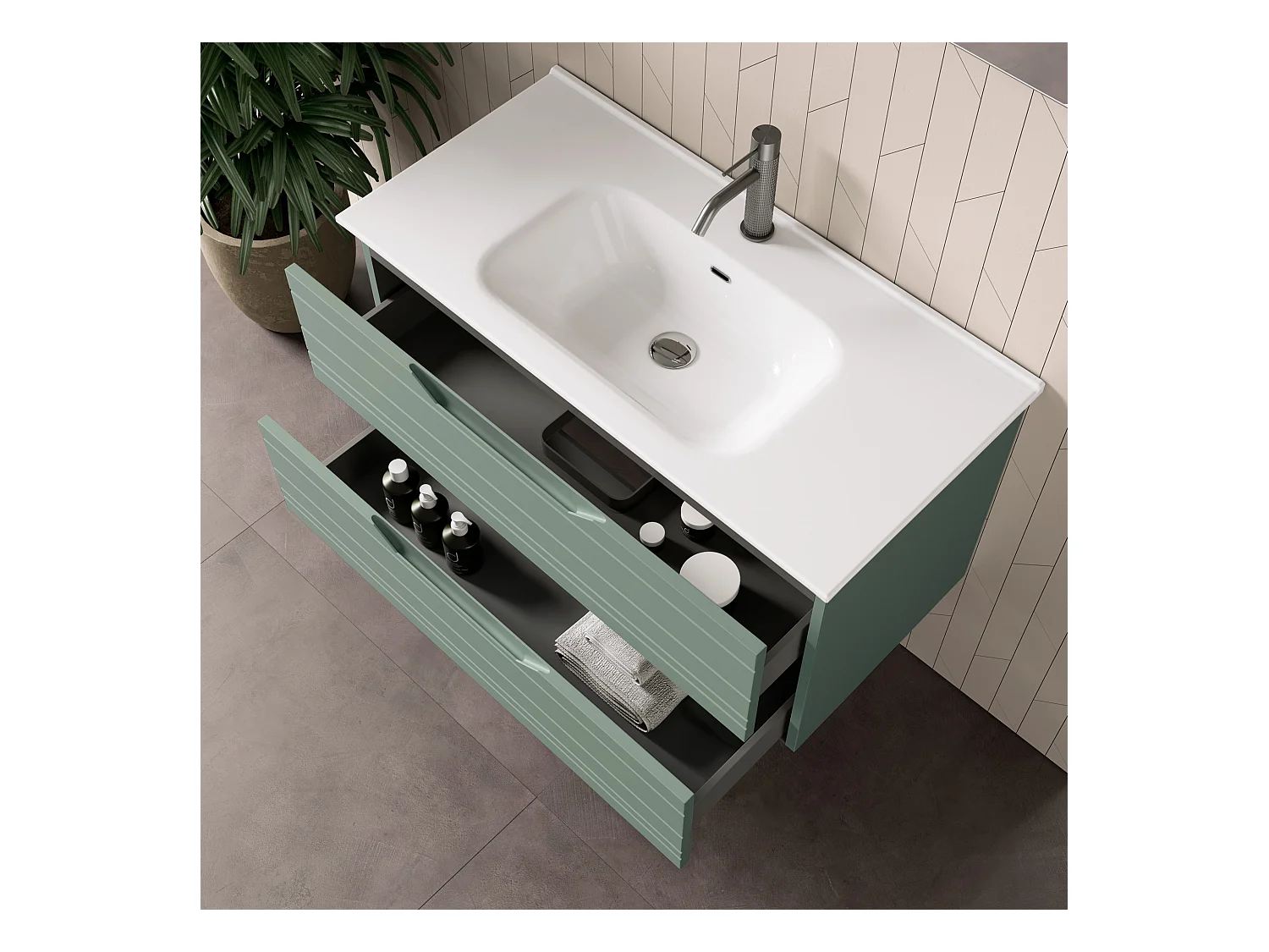 Composition 4 pièces SOLMIRA vert sauge