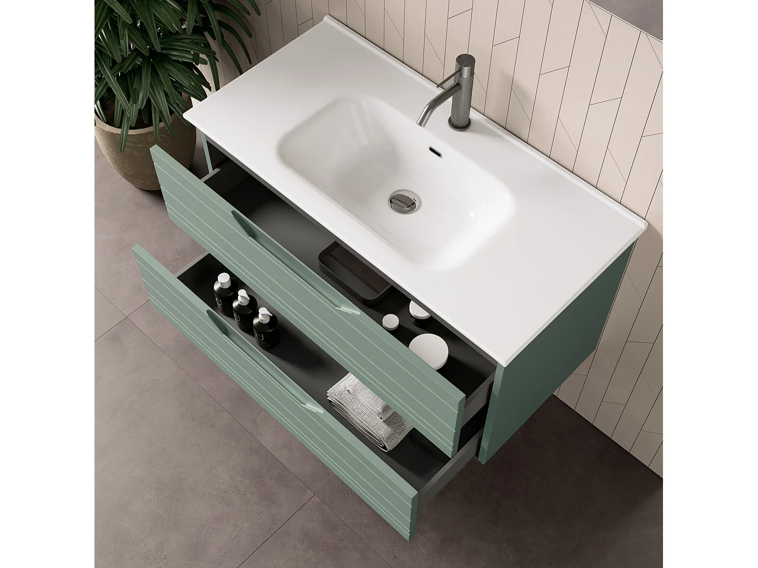 Composizione 4 pezzi SOLMIRA verde salvia