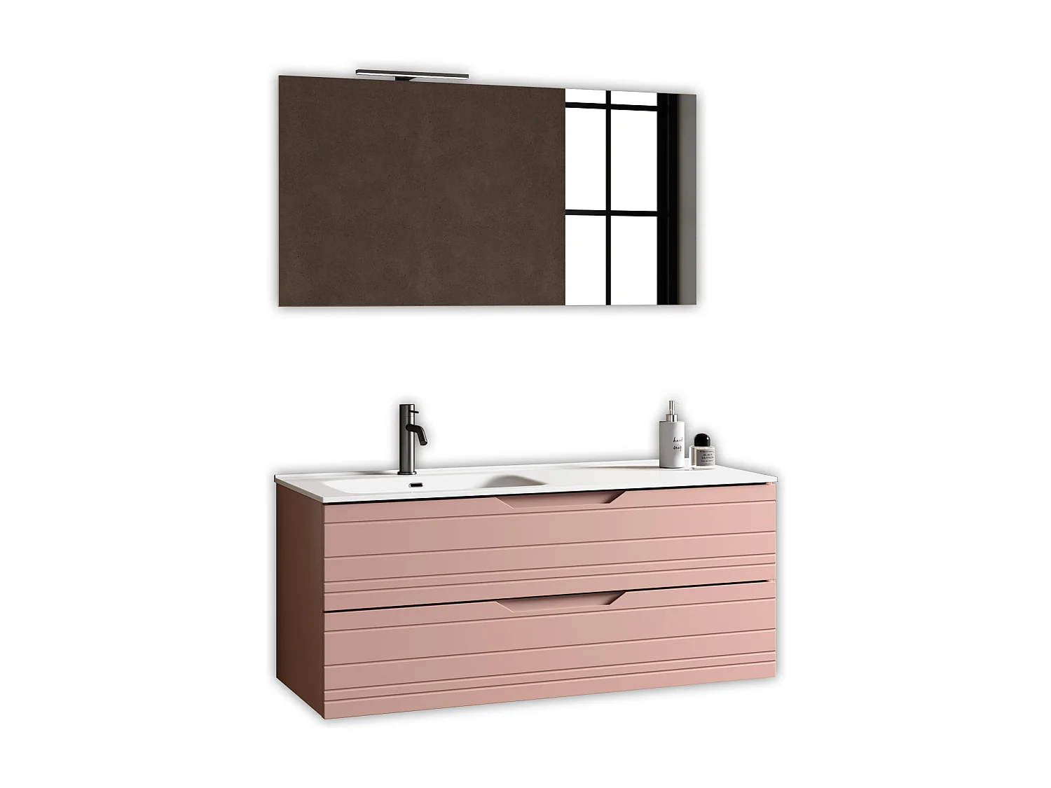 Composition vasque gauche 4 pièces SOLMIRA rose poudré