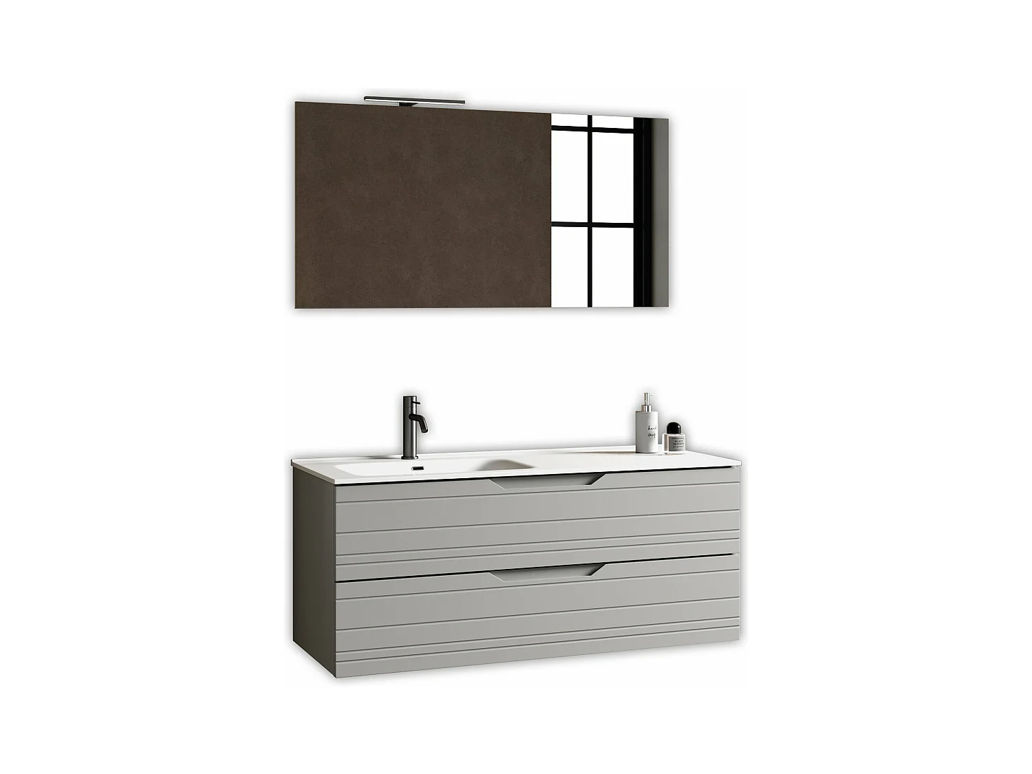 Composition vasque gauche 4 pièces SOLMIRA gris