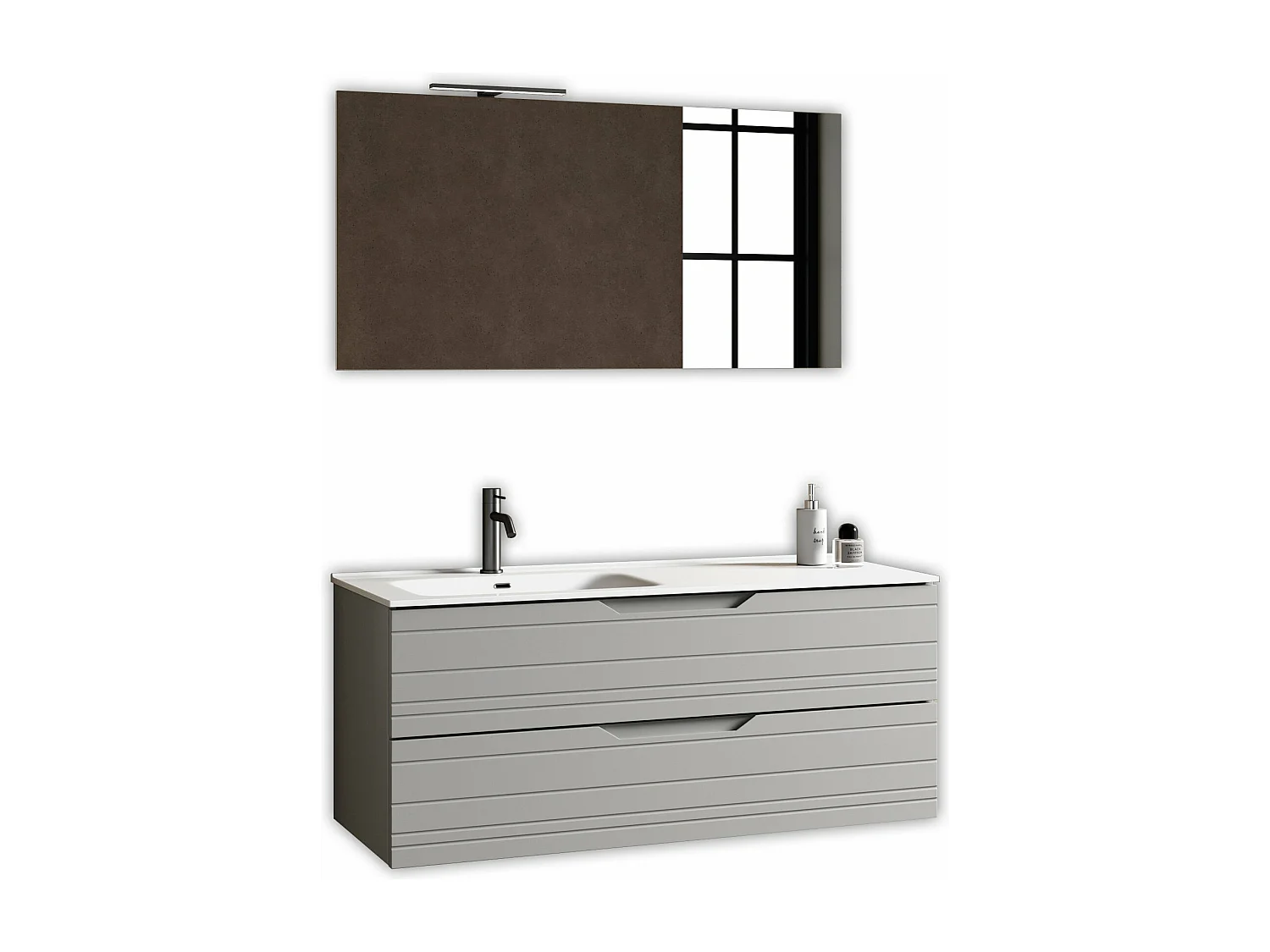 Composición lavabo izquierda 4 piezas SOLMIRA gris