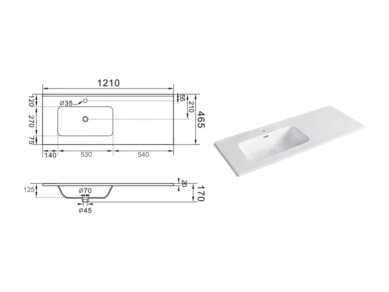Composición lavabo izquierda 4 piezas SOLMIRA gris
