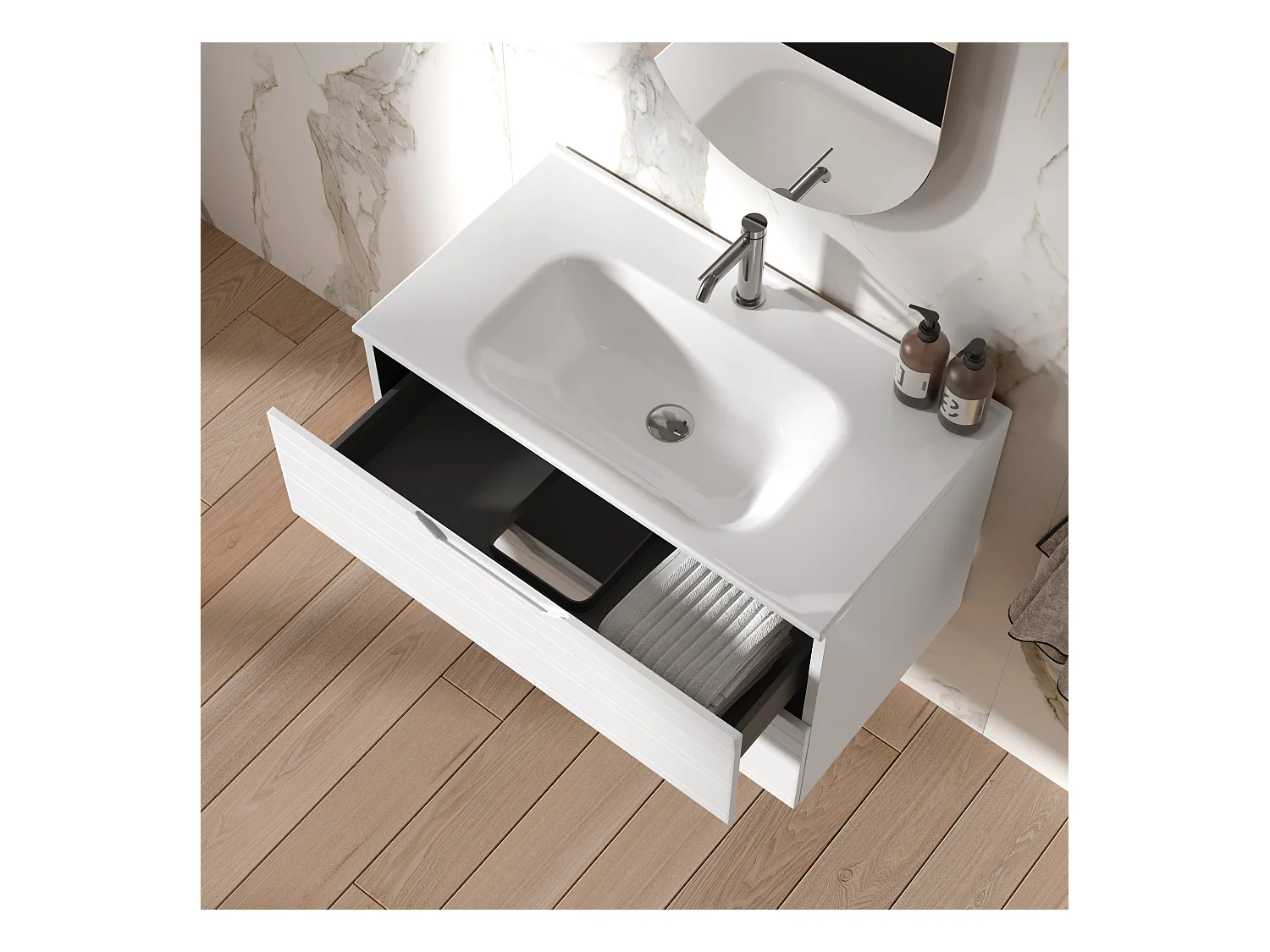 Composition 4 pièces SOLMIRA blanc mat