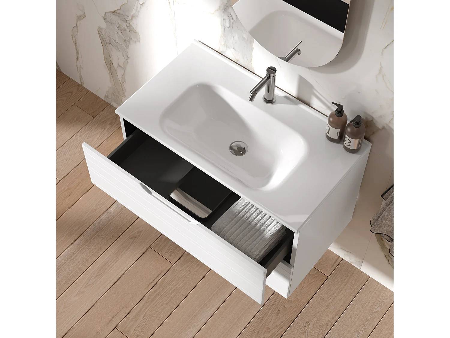 Composition 4 pièces SOLMIRA blanc mat