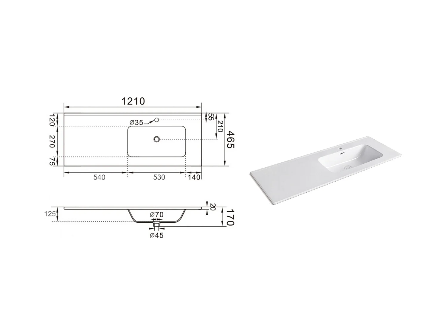 Composição de banheira direita 4 peças SOLMIRA branco/azul tiffany