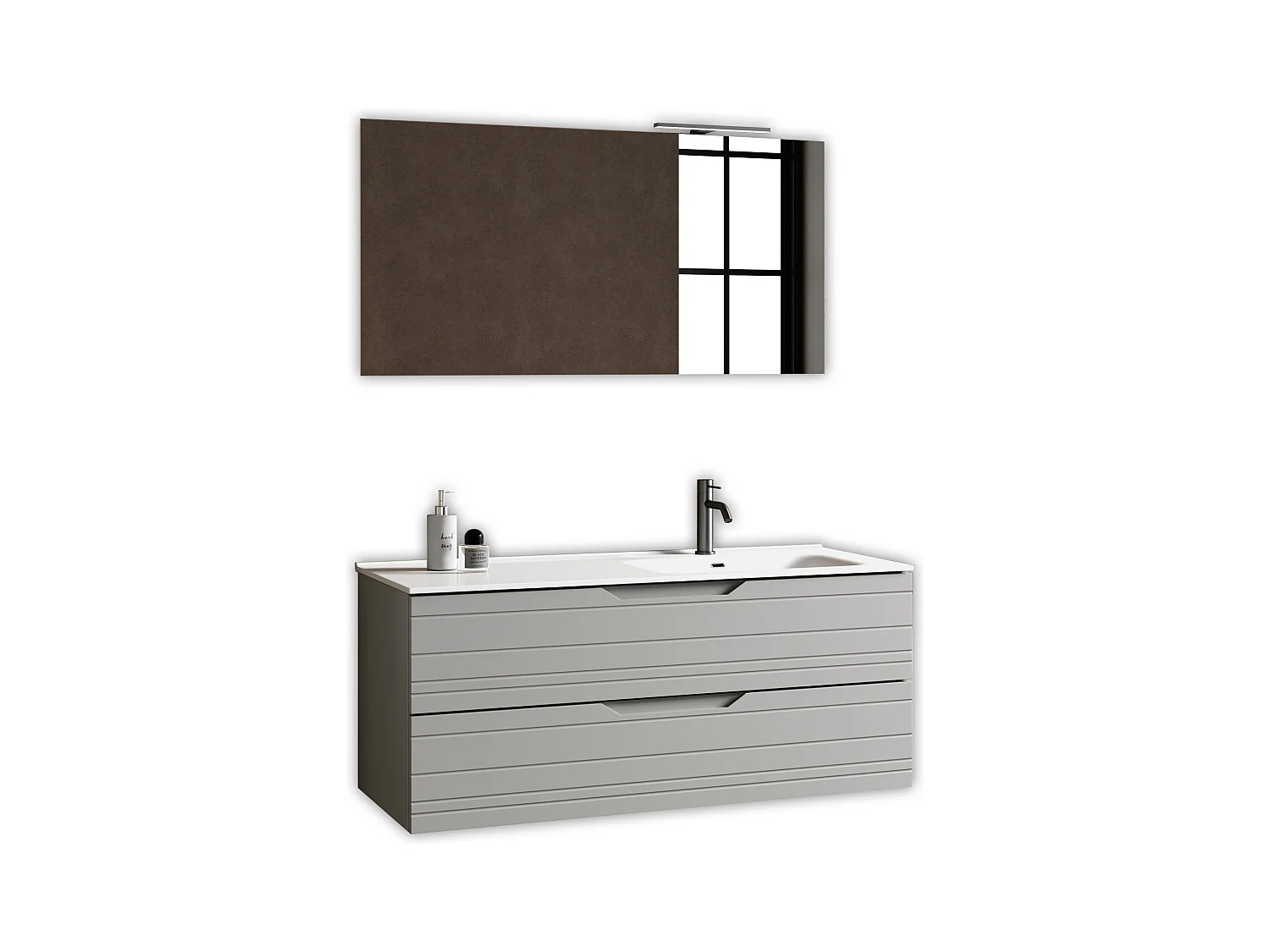 Composition vasque droite 4 pièces SOLMIRA gris