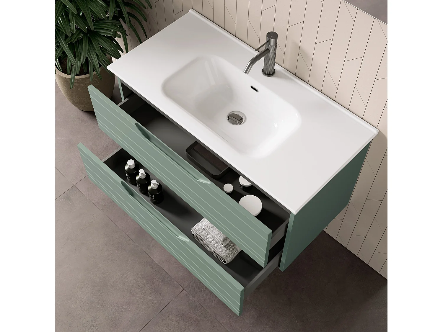 Composizione 4 pezzi SOLMIRA verde salvia