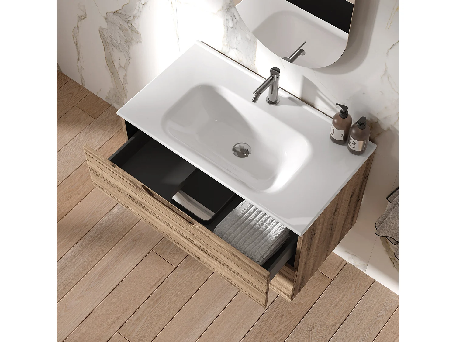 Composición de 4 piezas SOLMIRA roble