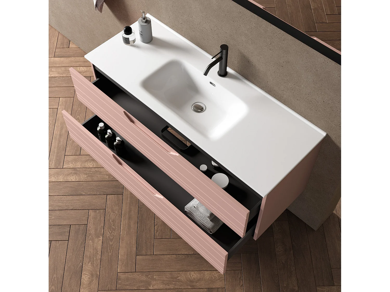 Composizione 4 pezzi SOLMIRA rosa cipria