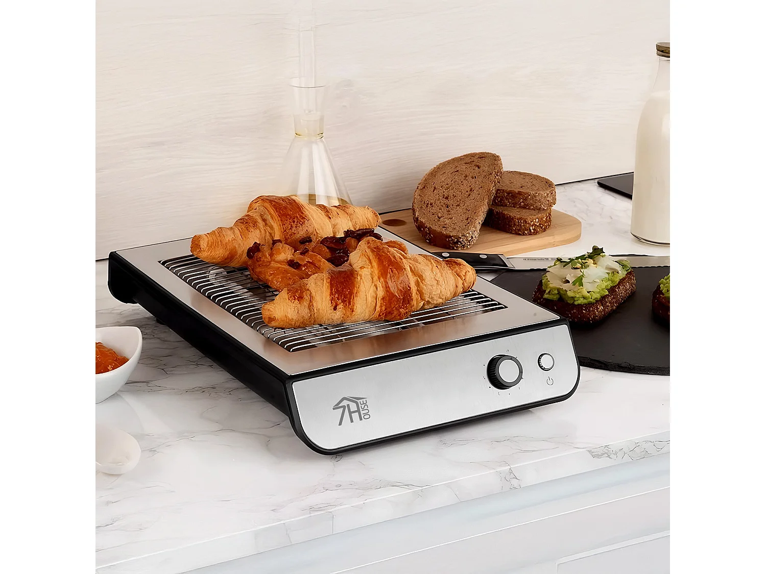 Grille-pain horizontal 600 W avec 6 niveaux de température QuickToast 7house