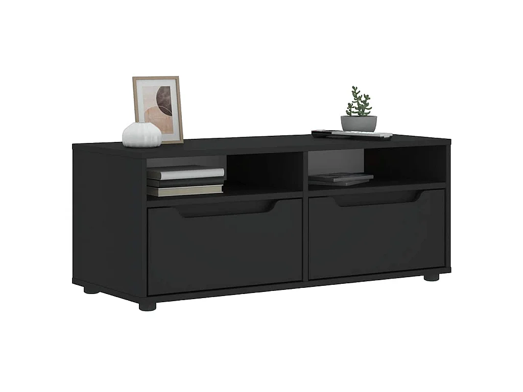 Meuble TV VISNES noir 100x40x38 cm bois d'ingénierie