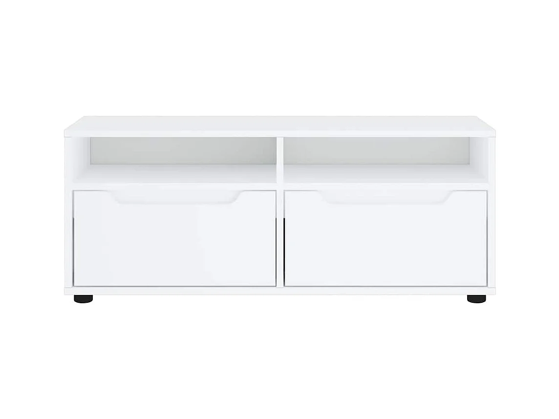 Mebel TV VISNES Biały 100x40x38 cm z Drewna Inżynieryjnego z Przechowywaniem i Montażem na Ścianie