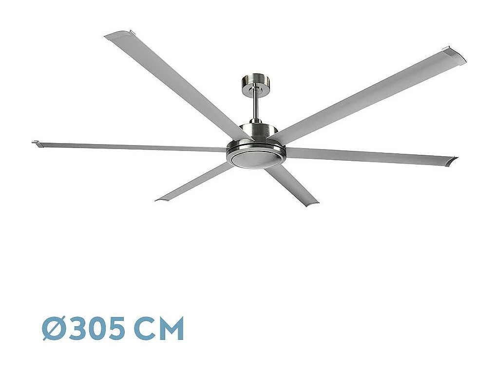 Ventilateur non éclairé extra large DC SANSON L nickel avec télécommande FABRILAMP