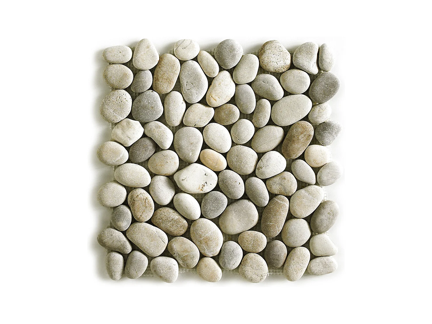 Carrelage de mosaïque (Boite de 1m²)/Galet de mer / Maille décorative aspect pierre coloris marron mat - 33 x 33 cm