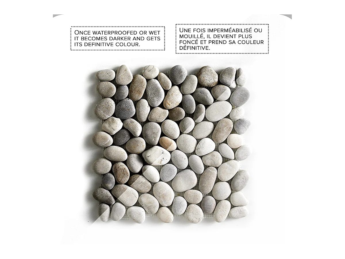 Carrelage de mosaïque (Boite de 1m²)/Galet de mer / Maille décorative aspect pierre coloris marron mat - 33 x 33 cm