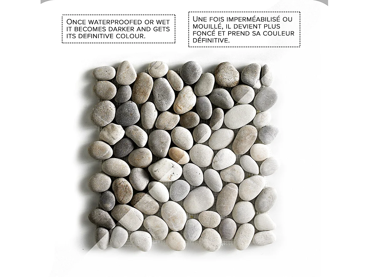 Carrelage de mosaïque (Boite de 1m²)/Galet de mer / Maille décorative aspect pierre coloris marron mat - 33 x 33 cm