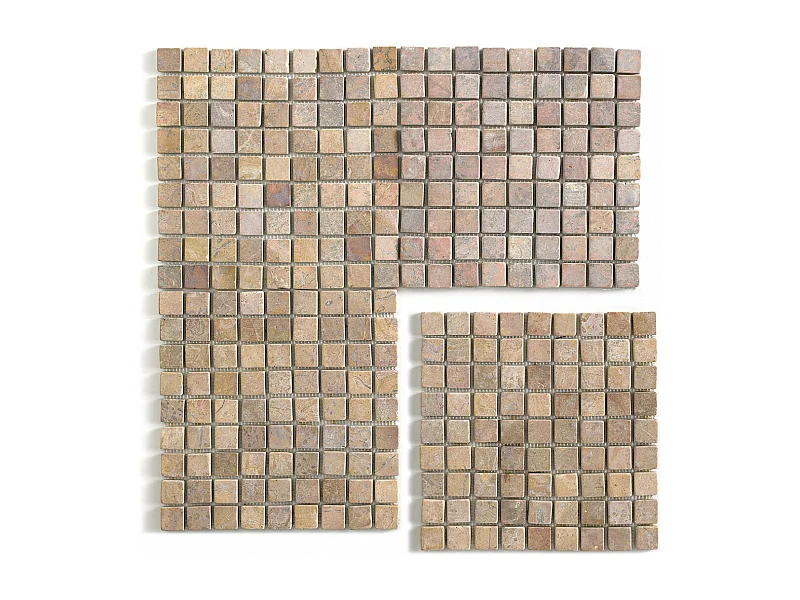 Carrelage de mosaïque (Boite de 1m²) / Plaque mosaïque mur et sol en marbre naturel coloris rose mat - 30 x 30 cm