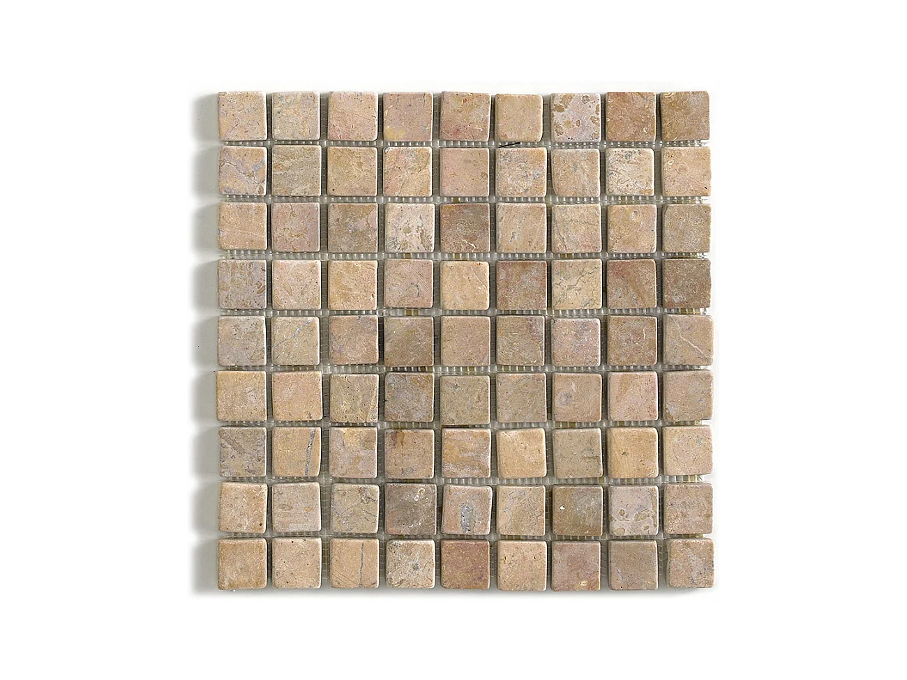 Carrelage de mosaïque (Boite de 1m²) / Plaque mosaïque mur et sol en marbre naturel coloris rose mat - 30 x 30 cm