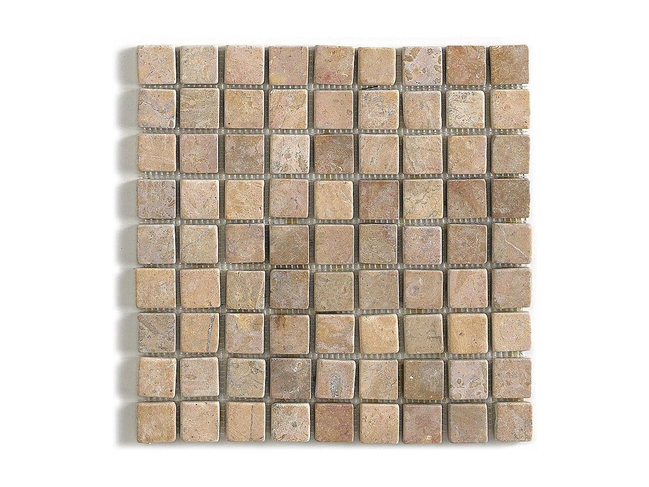 Carrelage de mosaïque (Boite de 1m²) / Plaque mosaïque mur et sol en marbre naturel coloris rose mat - 30 x 30 cm