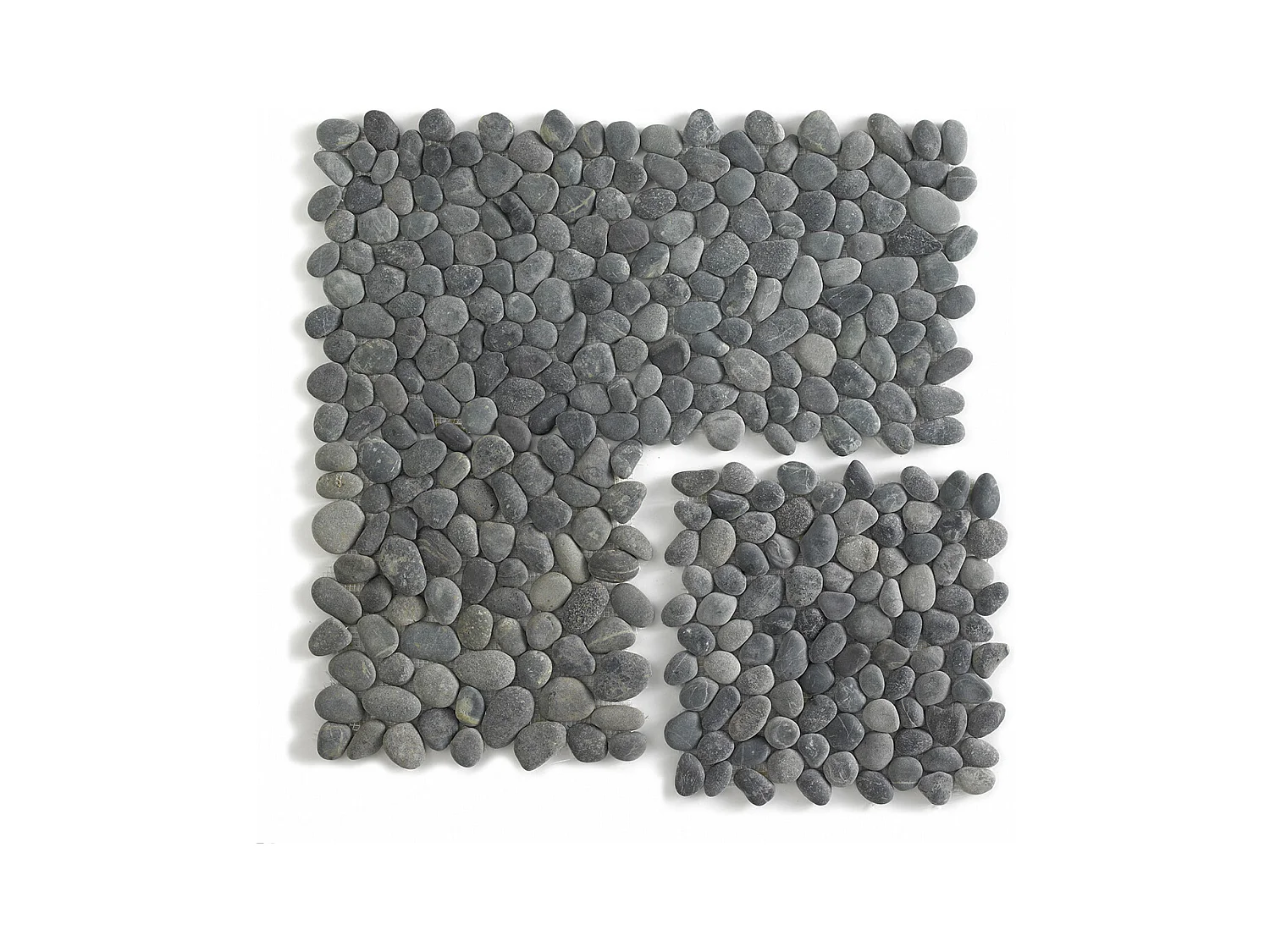 Carrelage de mosaïque (Boite de 1m²)/Galet de mer / Maille décorative aspect pierre coloris noir mat - 33 x 33 cm