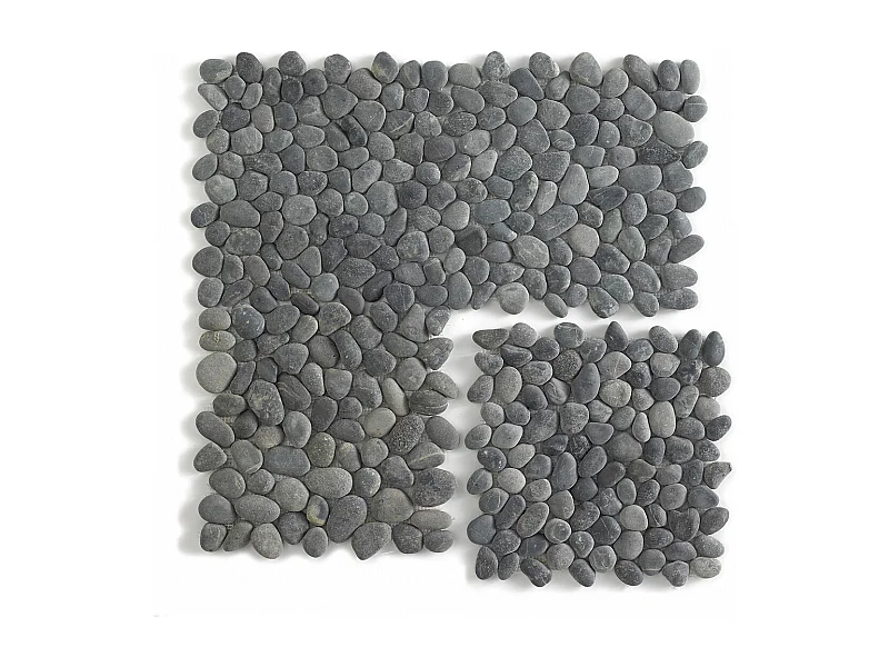 Carrelage de mosaïque (Boite de 1m²)/Galet de mer / Maille décorative aspect pierre coloris noir mat - 33 x 33 cm