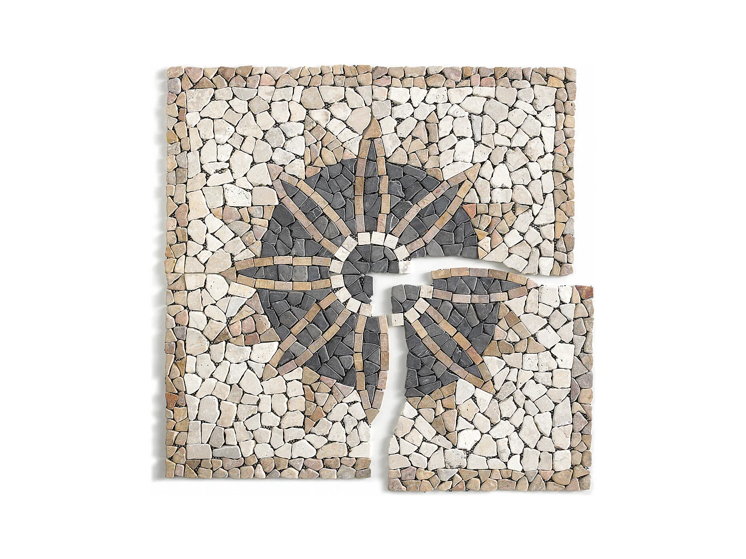 Rosace en marbre, travertin multicolore - 80 x 80 cm