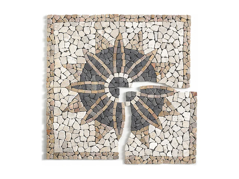 Rosace en marbre, travertin multicolore - 80 x 80 cm