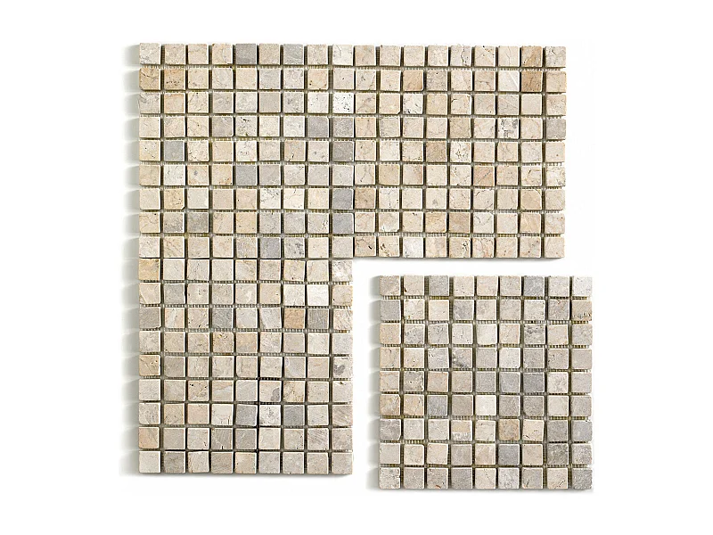 Carrelage de mosaïque (Boite de 1m²) / Plaque mosaïque mur et sol en marbre naturel coloris blanc mat - 30 x 30 cm