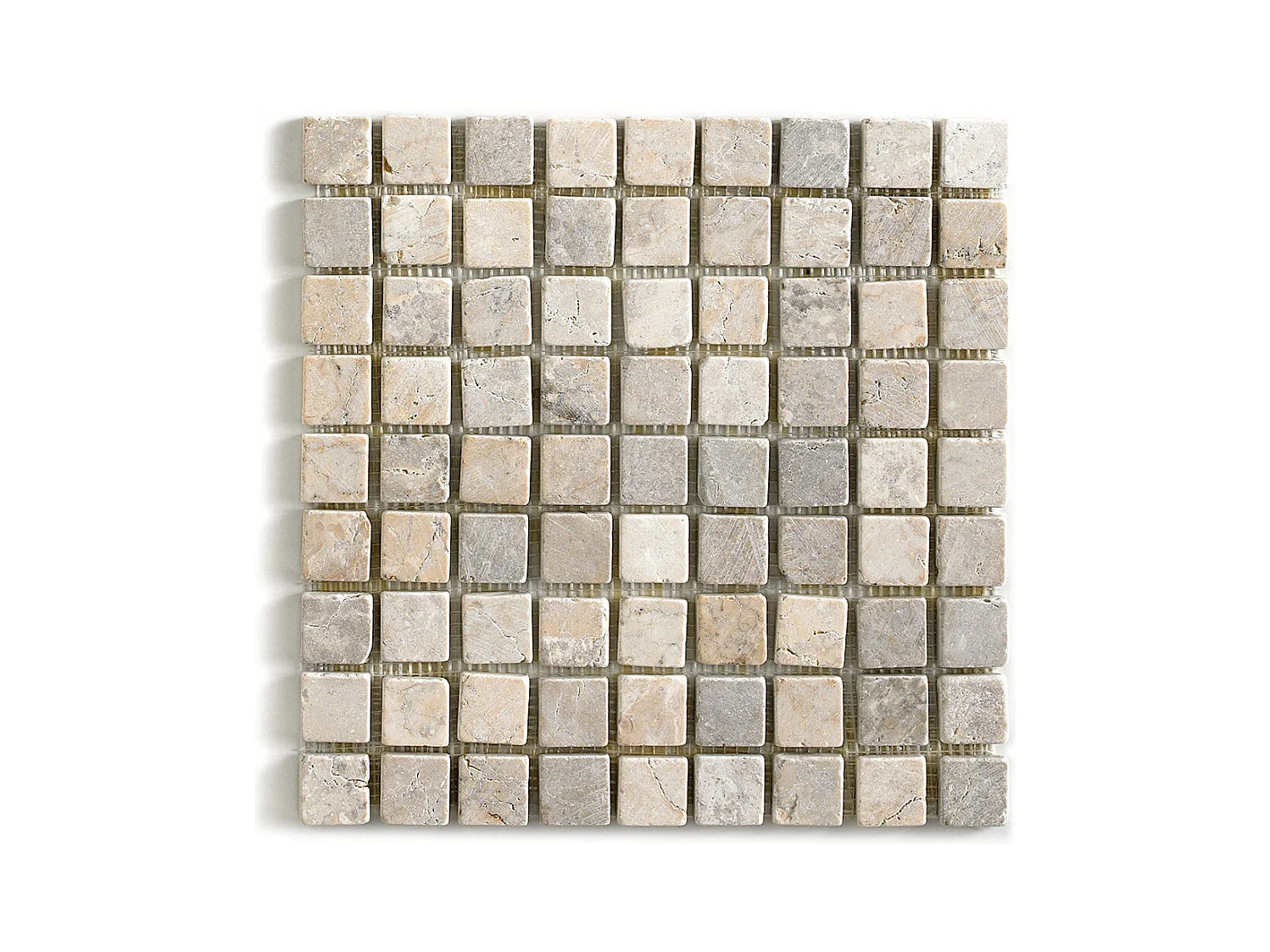 Carrelage de mosaïque (Boite de 1m²) / Plaque mosaïque mur et sol en marbre naturel coloris blanc mat - 30 x 30 cm