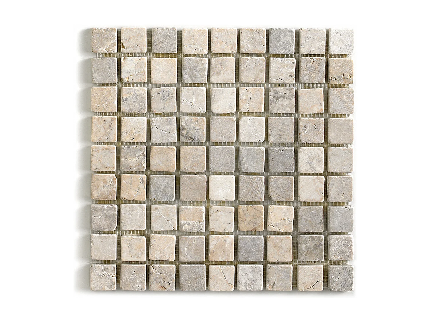 Carrelage de mosaïque (Boite de 1m²) / Plaque mosaïque mur et sol en marbre naturel coloris blanc mat - 30 x 30 cm