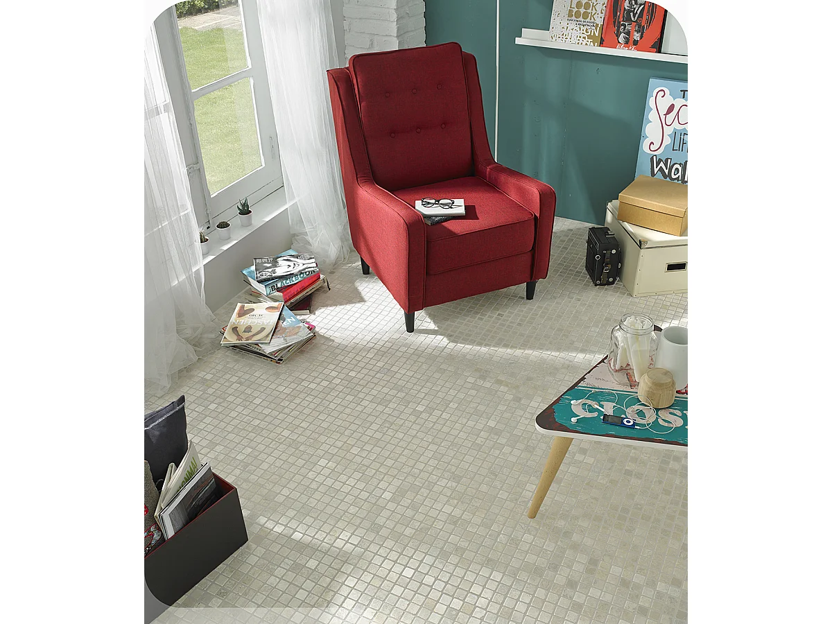 Carrelage de mosaïque (Boite de 1m²) / Plaque mosaïque mur et sol en marbre naturel coloris blanc mat - 30 x 30 cm