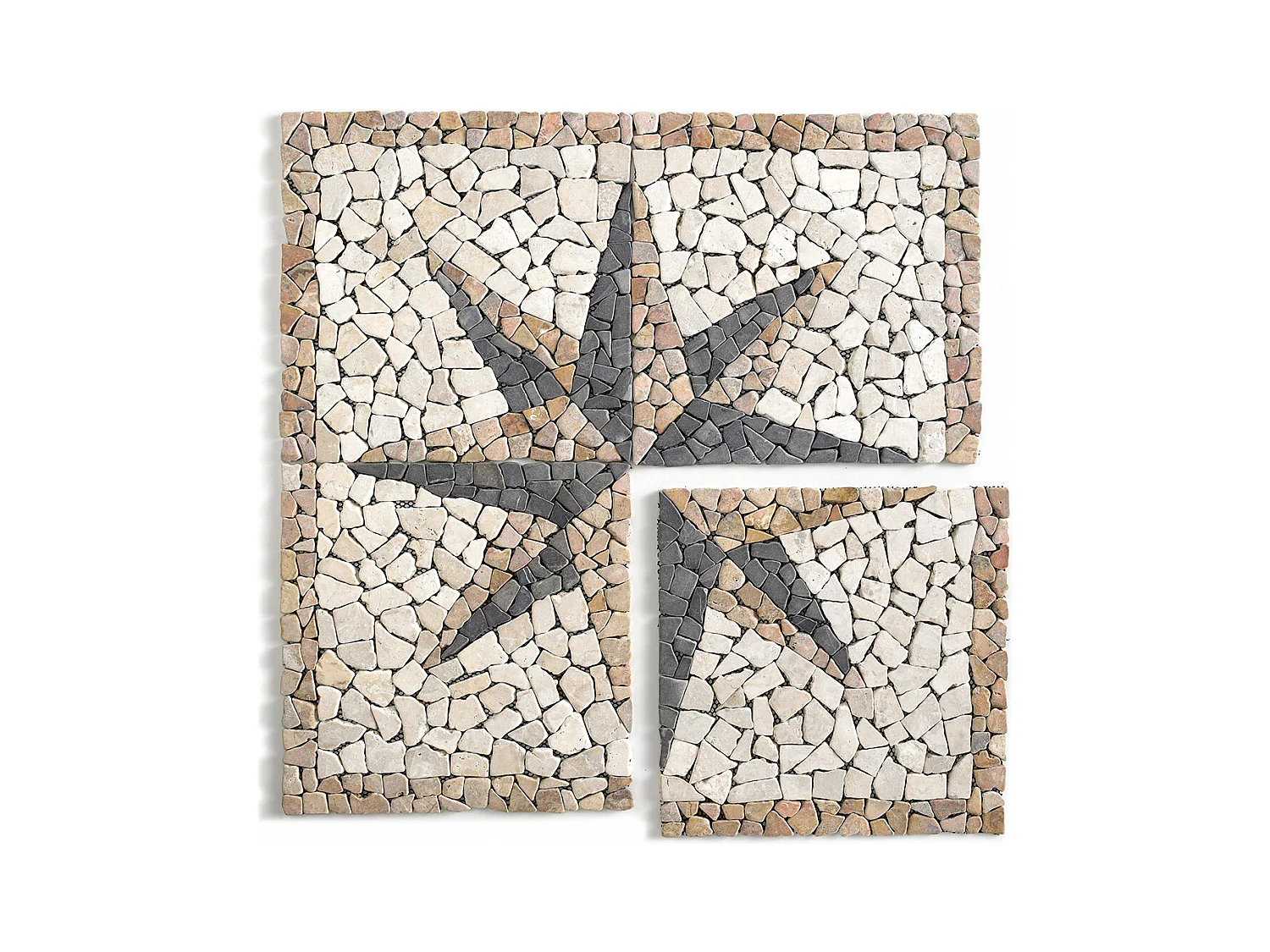 Rosace en marbre et travertin multicolore - 80 x 80 cm