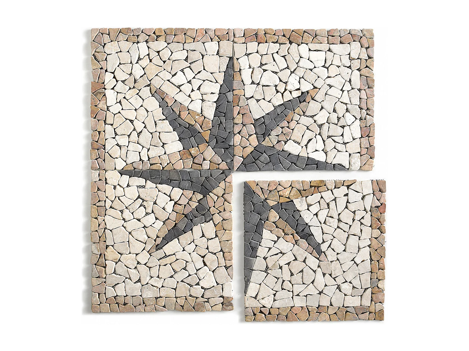 Rosace en marbre et travertin multicolore - 80 x 80 cm