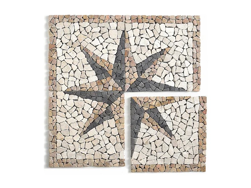 Rosace en marbre et travertin multicolore - 80 x 80 cm