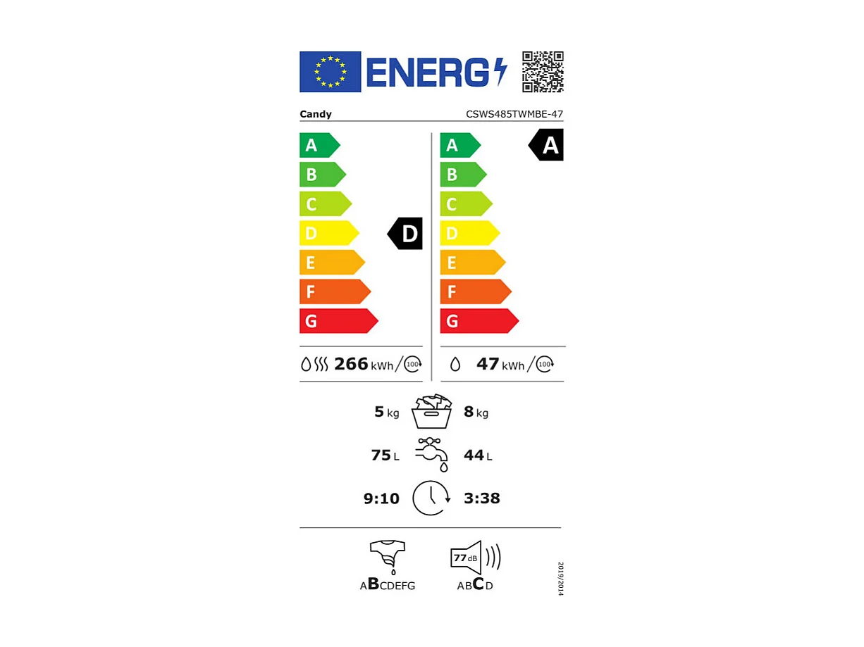 Lave-linge séchants 8kg CANDY 1400tr/min 60cm D, 4828909