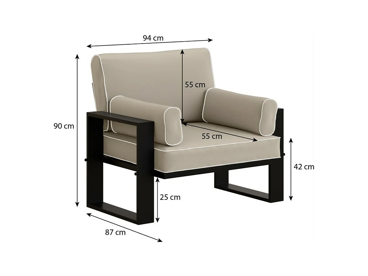 Gartensessel VERDINO mit Metallrahmen beige