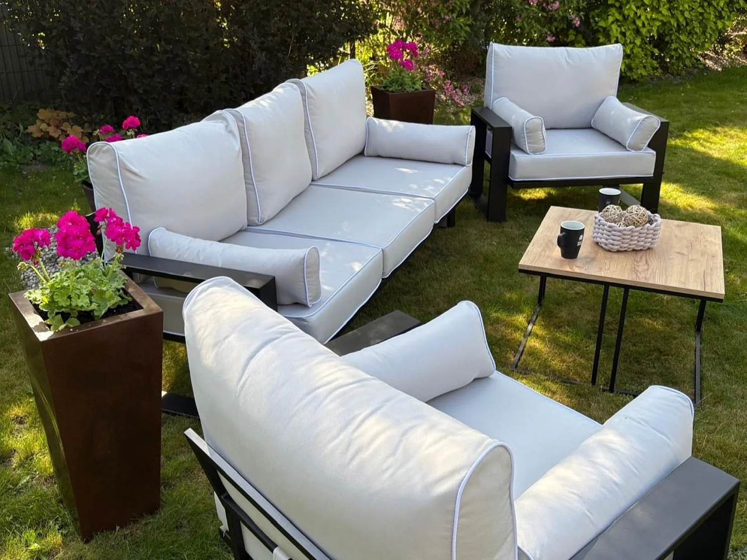 Gartensessel VERDINO mit Metallrahmen beige