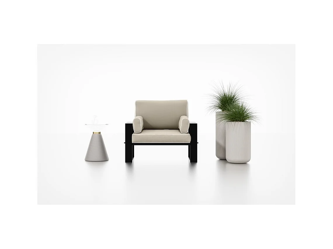 Tuinfauteuil VERDINO met metalen frame – beige