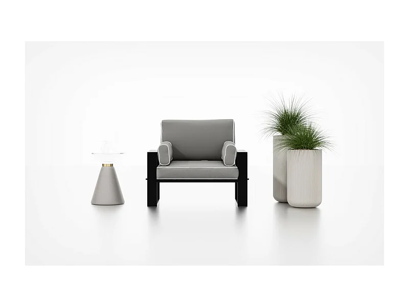 Fauteuil de jardin VERDINO avec cadre métallique anthracite